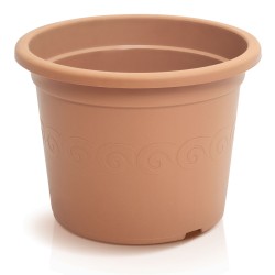 Vaso per Fiori Piante Plastica | Rotondo | Decorativo | in Plastica | Ø28x21,2 cm  | da Interno Esterno | Colore Terracotta | Volume 6,5 Litri | Design Classico